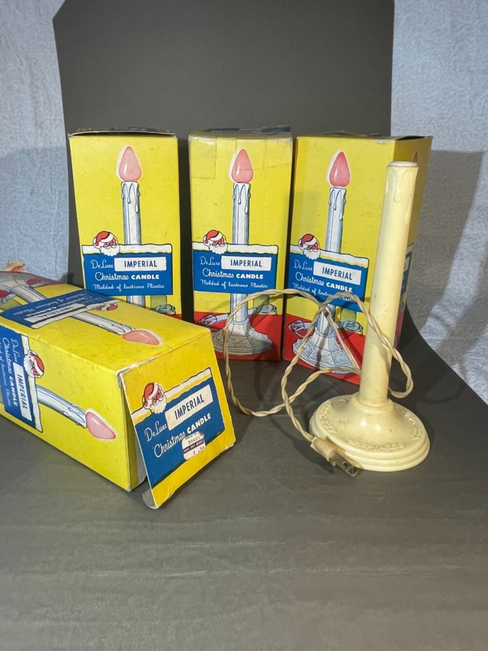 4 Imperial Christmas Candle Deluxe No 101 Org Box Electric Embossed (2063)